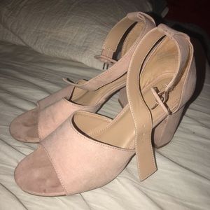 Blush pink Block sandal heel
